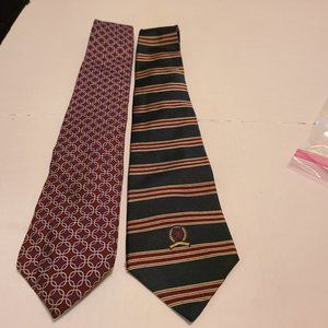 Tommy Hilfiger Men's Ties 2PCs Red Brown Very Good